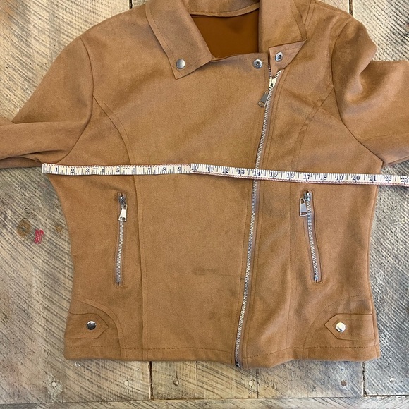 Women's Suede Jacket Size Medium Tan Beige Brown - Picture 6 of 9